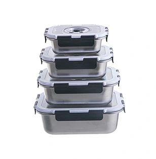 Stainless steel food container with date marker buckle lid